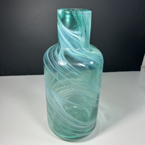 IKEA Other - Ikea hand blown glass by lina vuorivirta vase design  10.5" Tall Teal Swirl